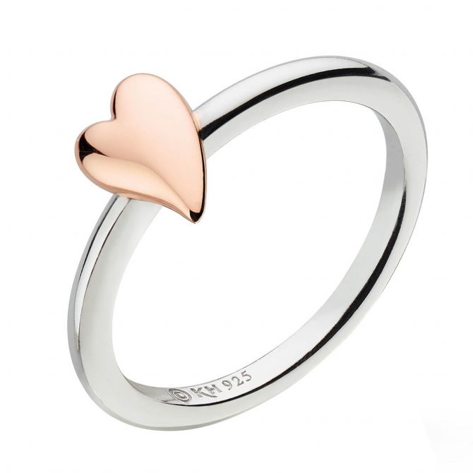Sterling Silver Ring with Rose Tone Heart