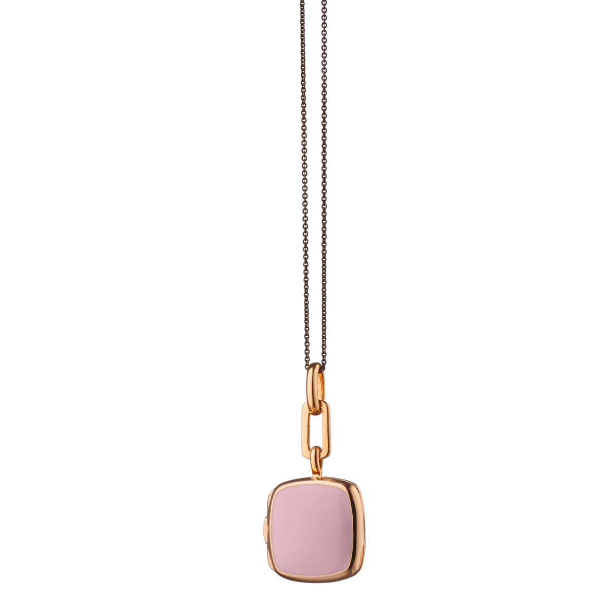 Monica Rich Kosann Pink Enamel Cushion Locket in Rose Gold Vermeil, 17