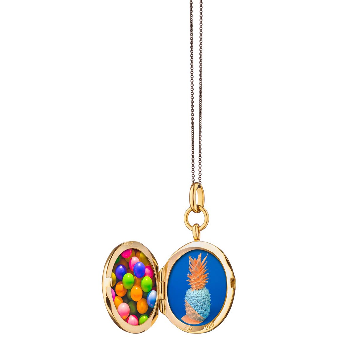 Monica Rich Kosann Blue Enamel Vermeil Round Locket