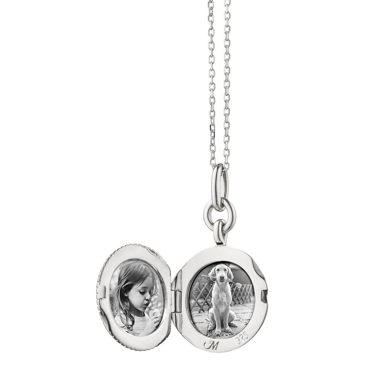 Monica Rich Kosann Slim Round Nan Locket with Engraved Accents in Sterling Silver