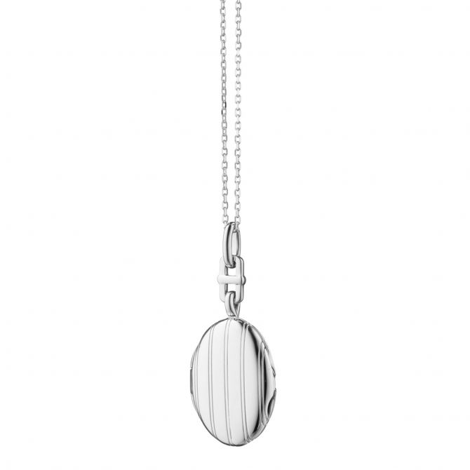 Monica Rich Kosann Slim Oval Pinstripe Eve Locket in Sterling Silver