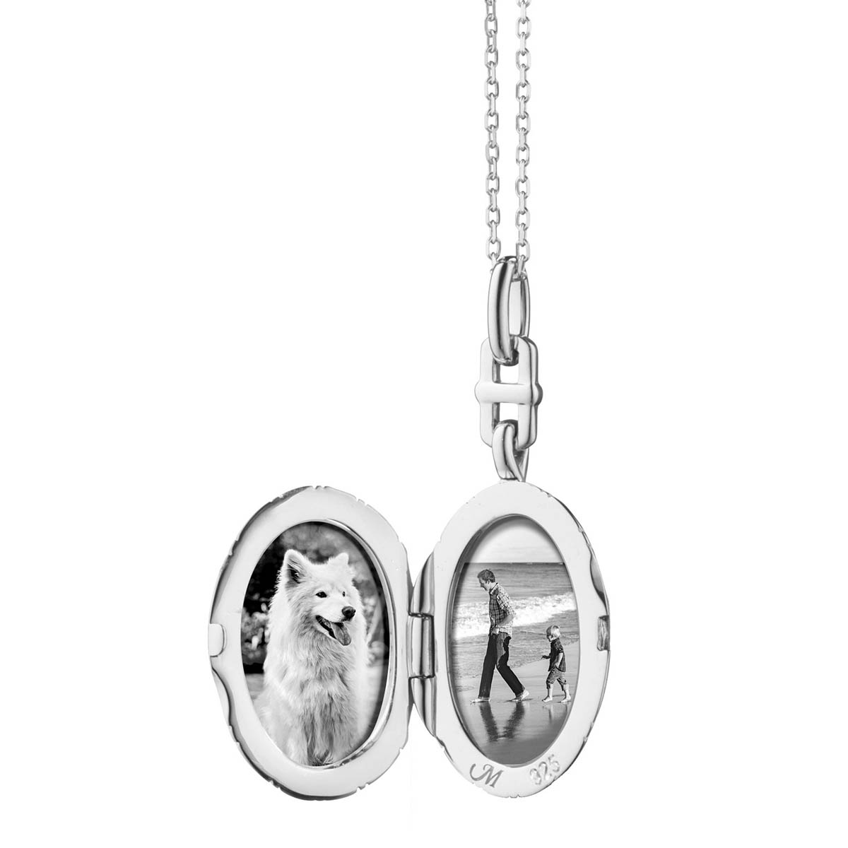 Monica Rich Kosann Slim Oval Pinstripe Eve Locket in Sterling Silver