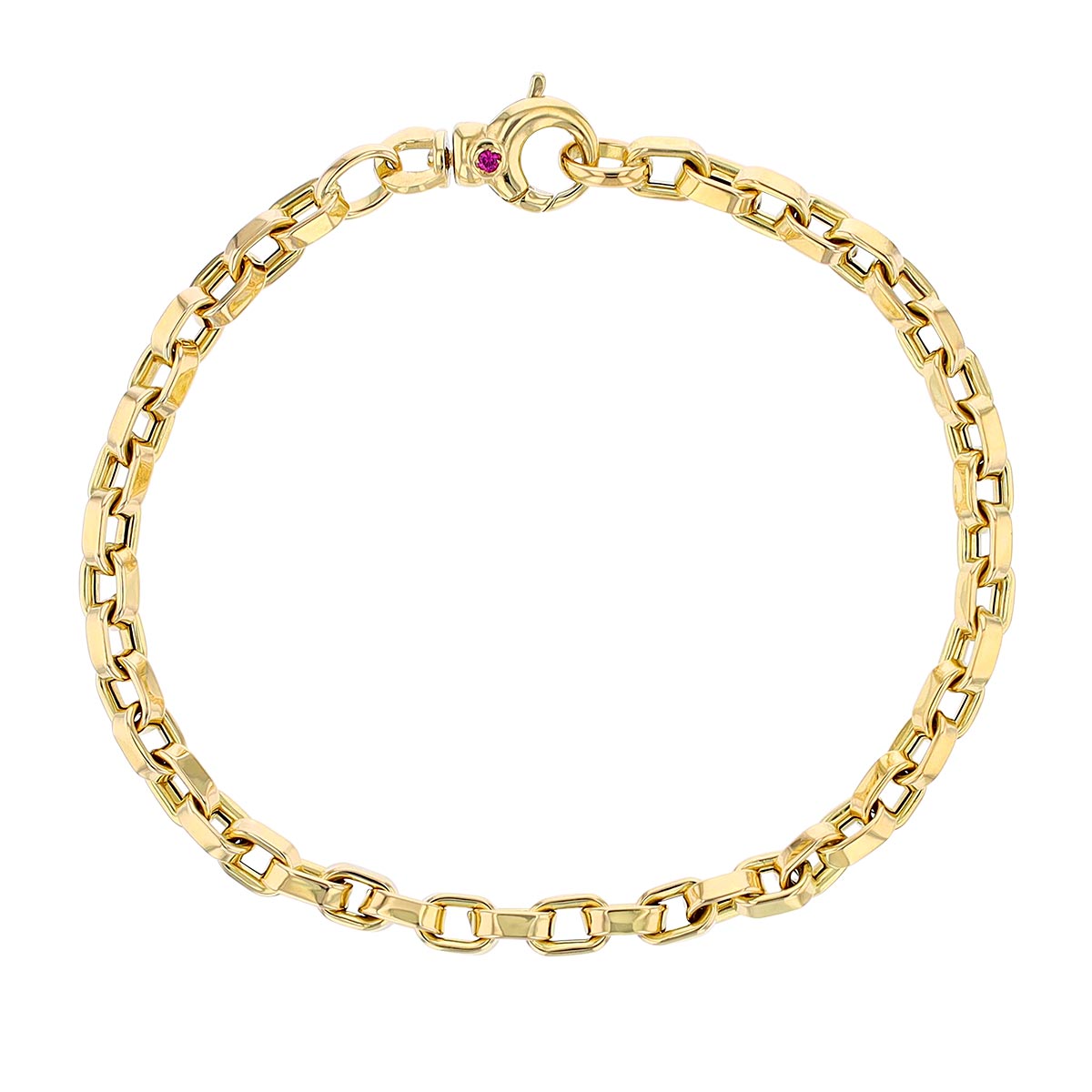 Roberto Coin Designer Gold Yellow Gold Square Link Chain Bracelet, 7
