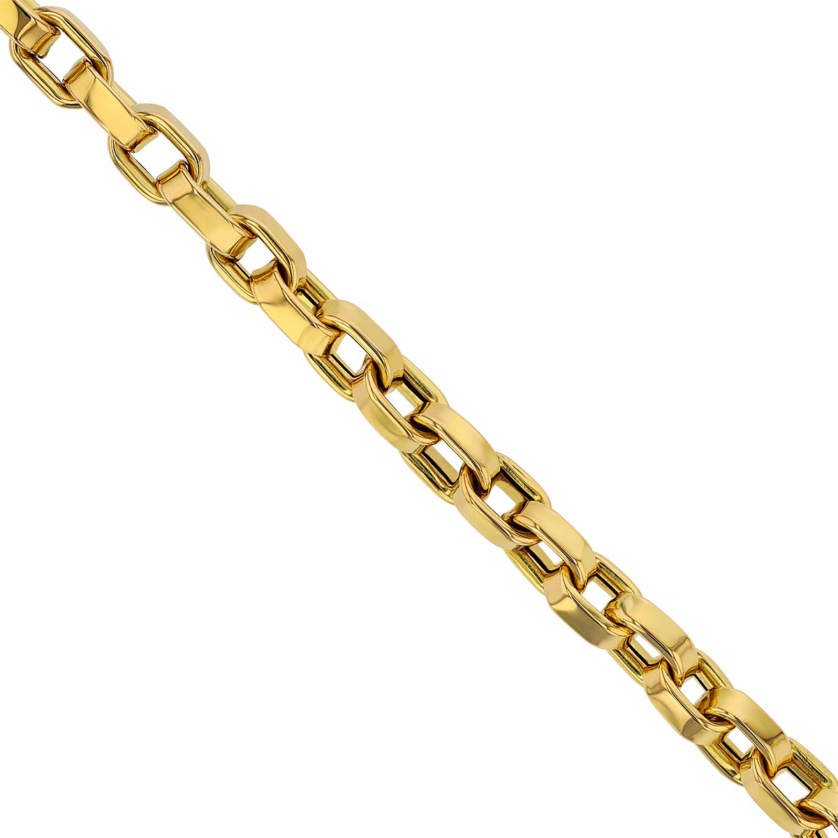 Roberto Coin Designer Gold Yellow Gold Square Link Chain Bracelet, 7