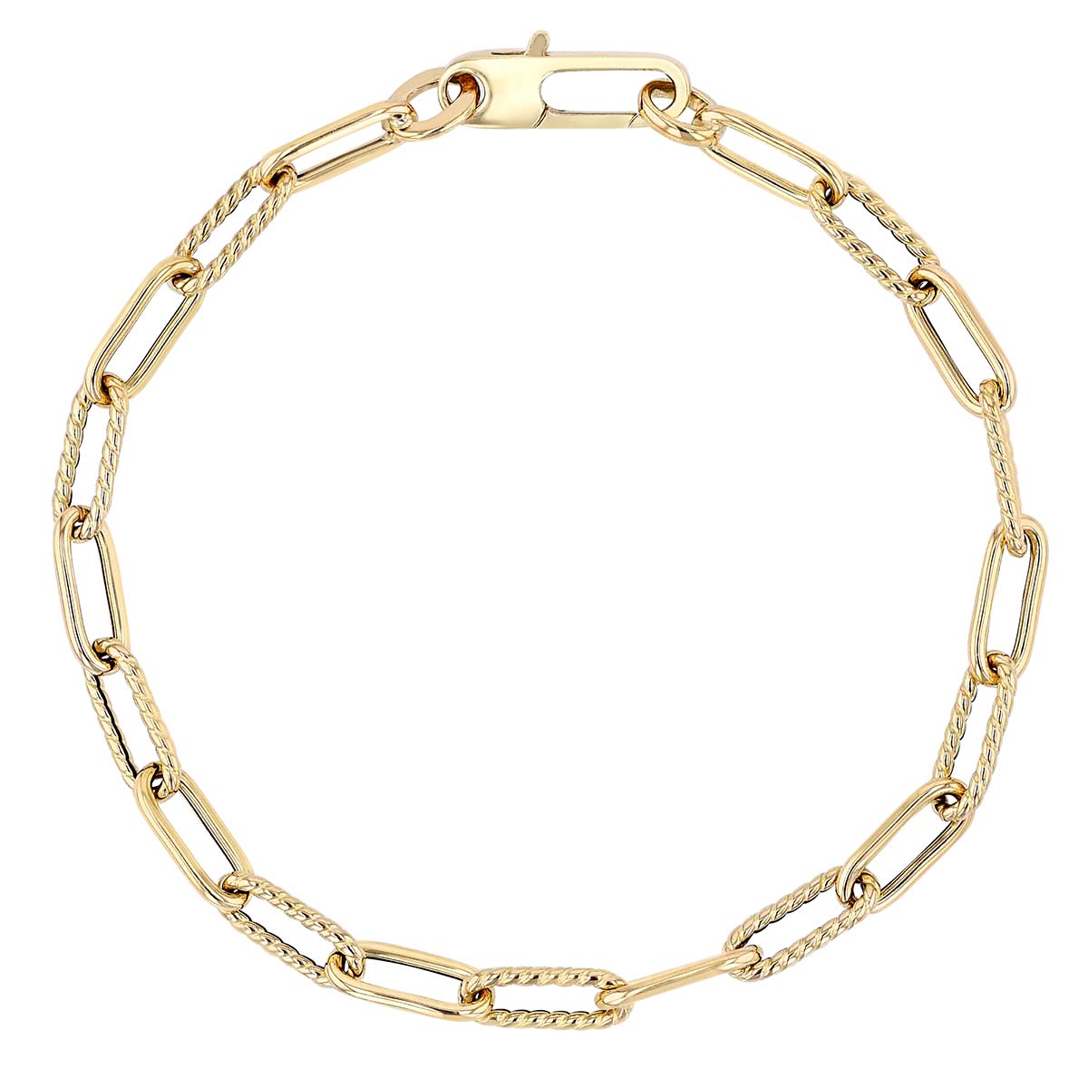 Roberto Coin Yellow Gold Fine Paperclip Polished & Fluted Link Chain