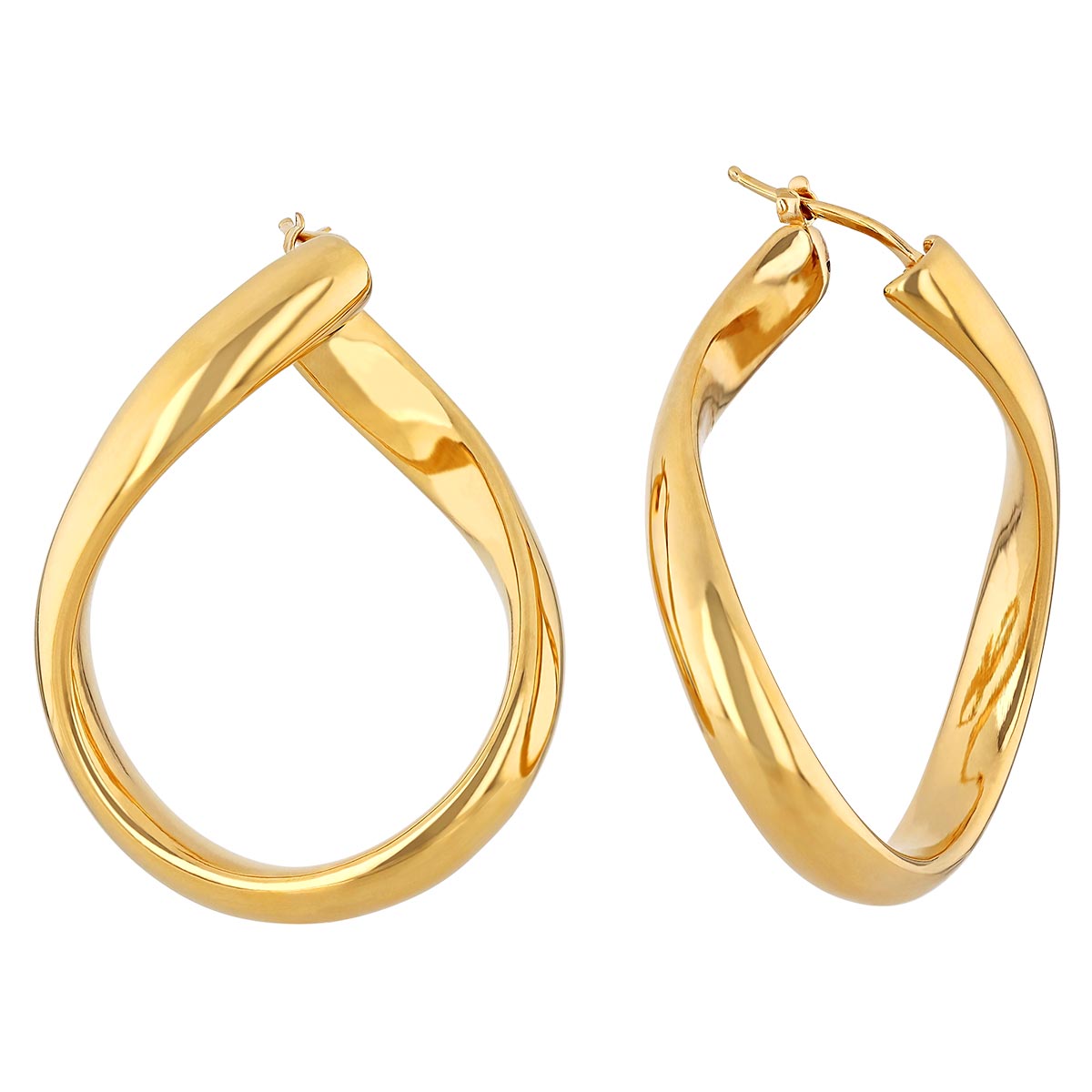 Roberto Coin Perfect Hoops Yellow Gold Curved Coutoured Hoop Earrings