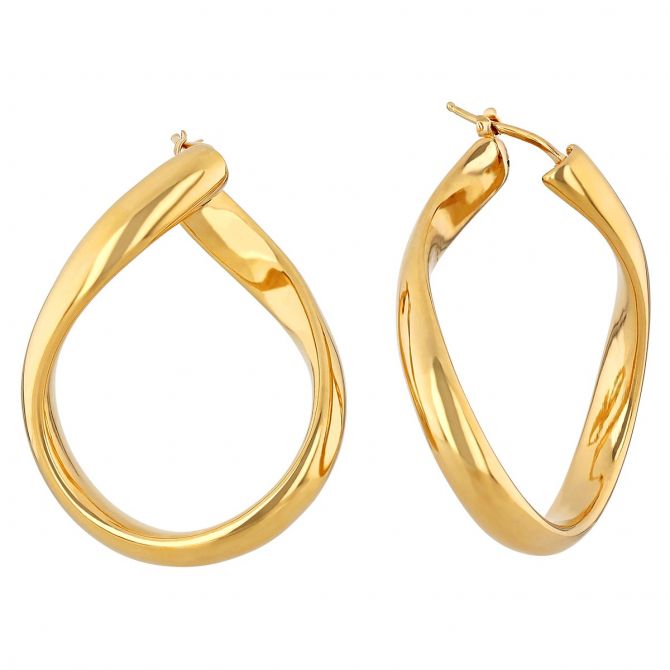 Roberto Coin Perfect Hoops Yellow Gold Curved Coutoured Hoop Earrings