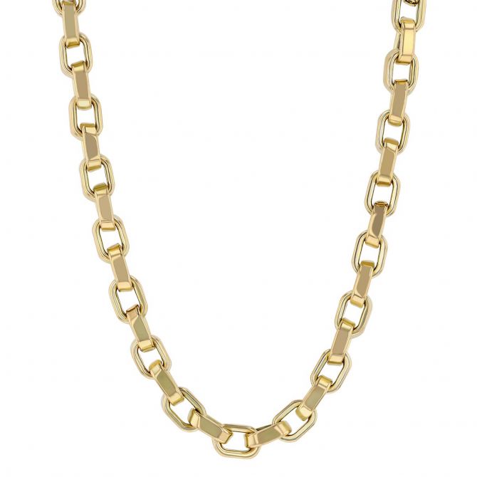 Roberto Coin Yellow Gold Small Gauge Square Link Chain Necklace, 22"