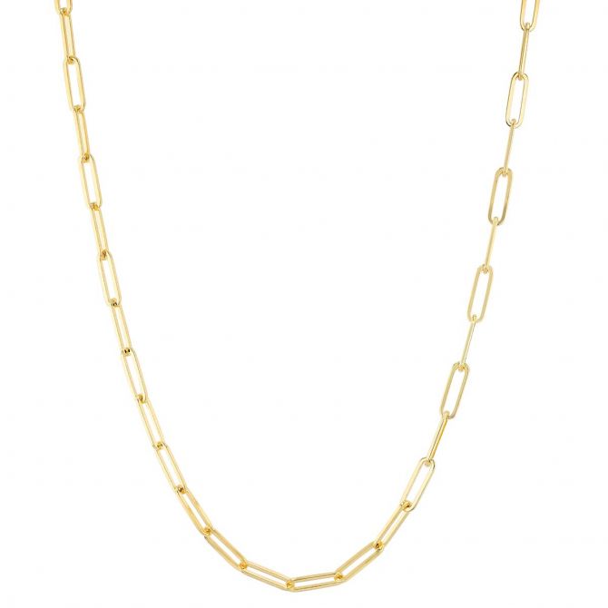 Yellow Tone Paperclip Chain, 20"