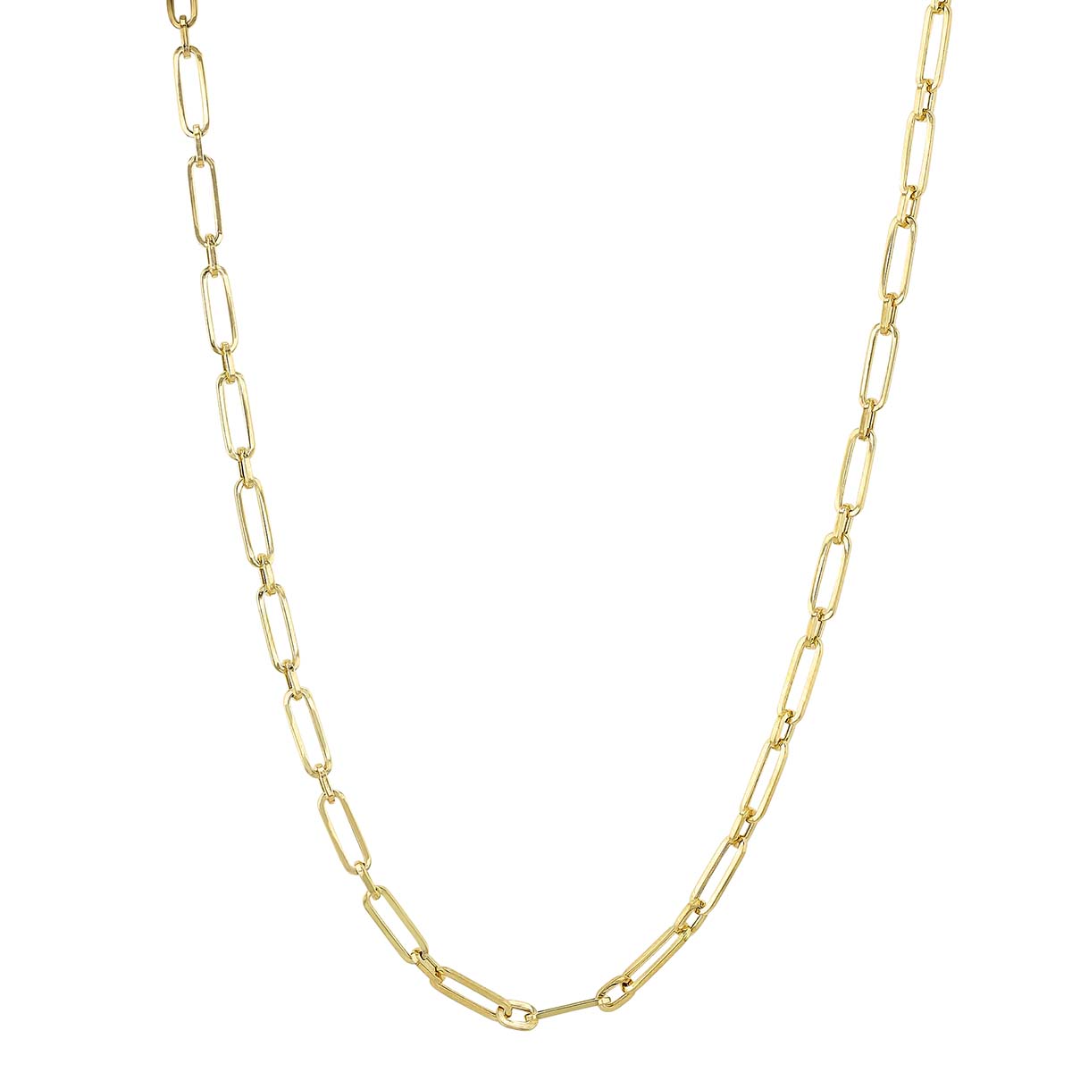 Yellow Gold Large & Small Paperclip Chain, 20