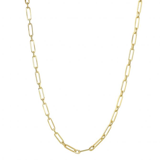 Yellow Gold Large & Small Paperclip Chain, 20"