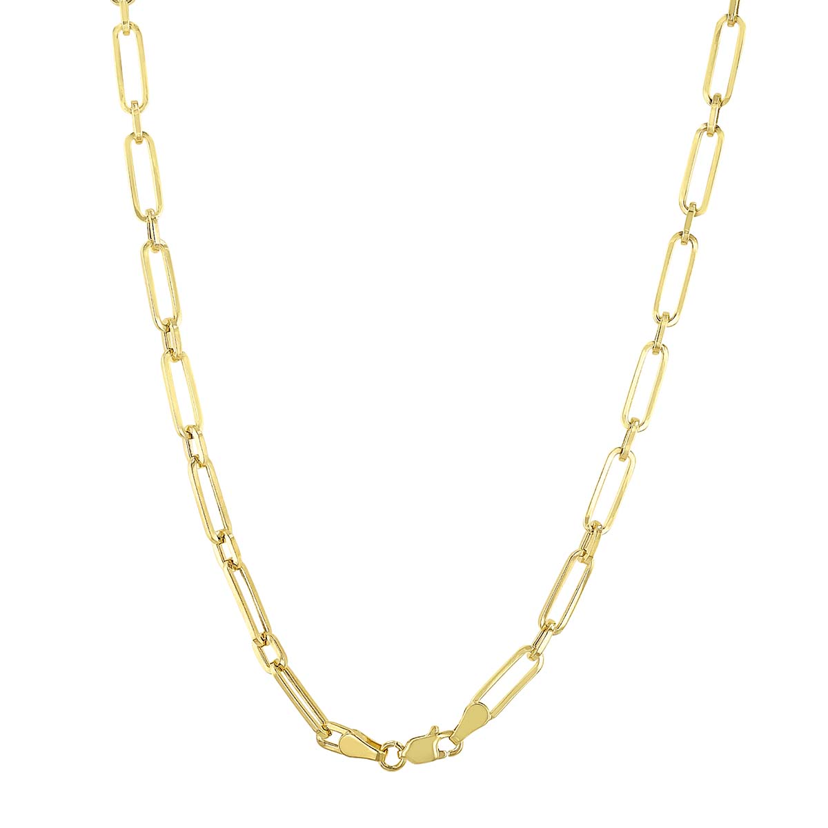 Yellow Gold Large & Small Paperclip Chain, 20