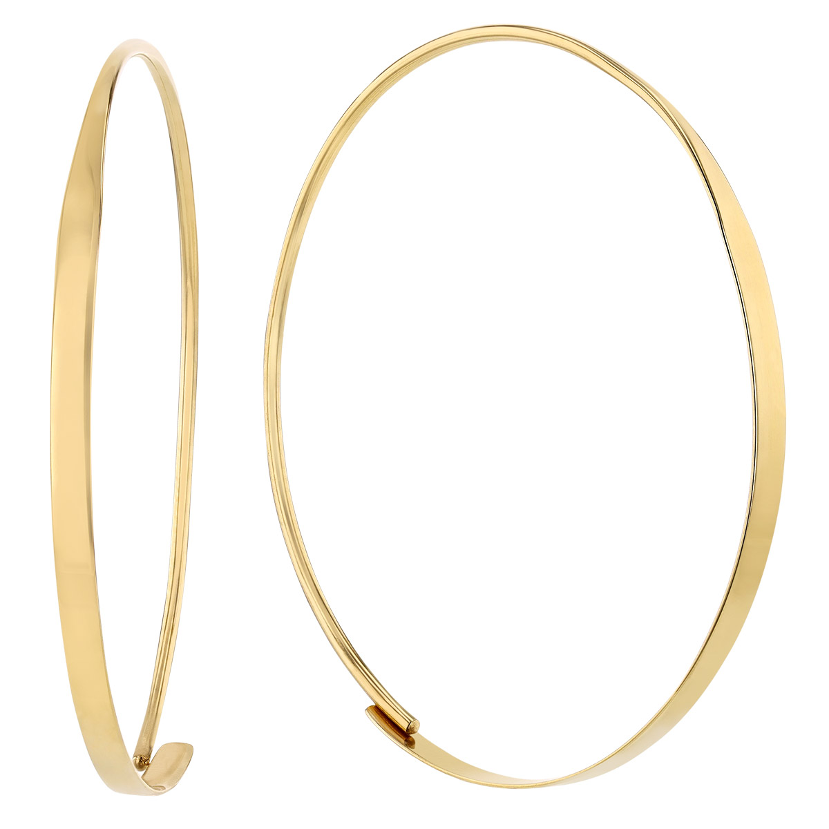 Yellow Gold Thin Wire Threader Hoop Earrings