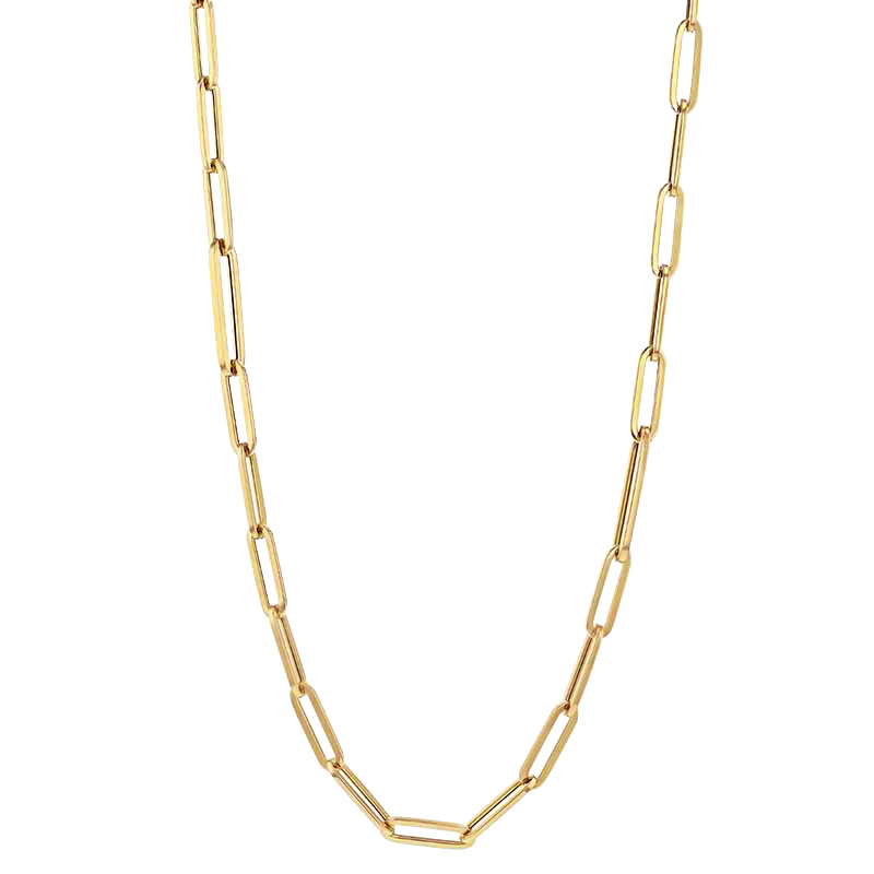 Roberto Coin Yellow Gold Alternating Paperclip Link Chain Necklace, 17