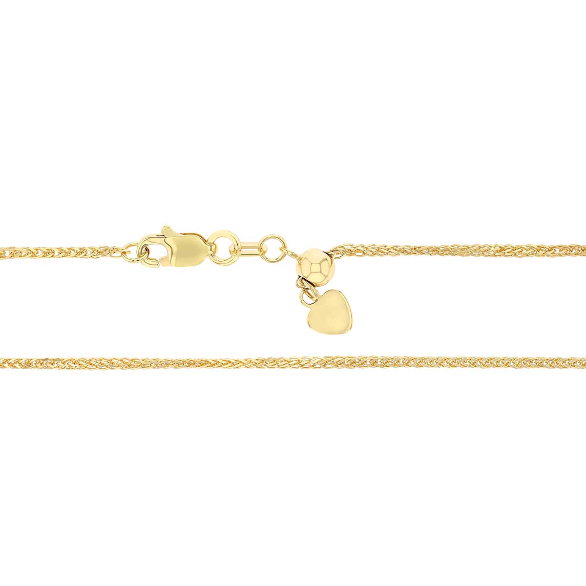 Yellow Gold 1 mm Wheat Chain, 22