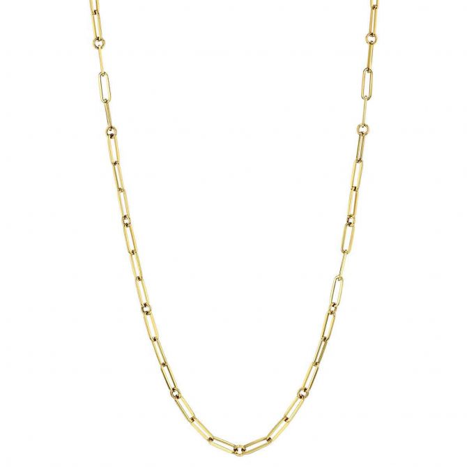 Roberto Coin Oro Classic Yellow Gold Fine Paperclip & Round Link Chain, 22"