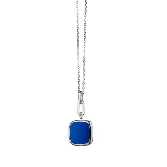 Monica Rich Kosann Blue Enamel Cushion Locket in Sterling Silver