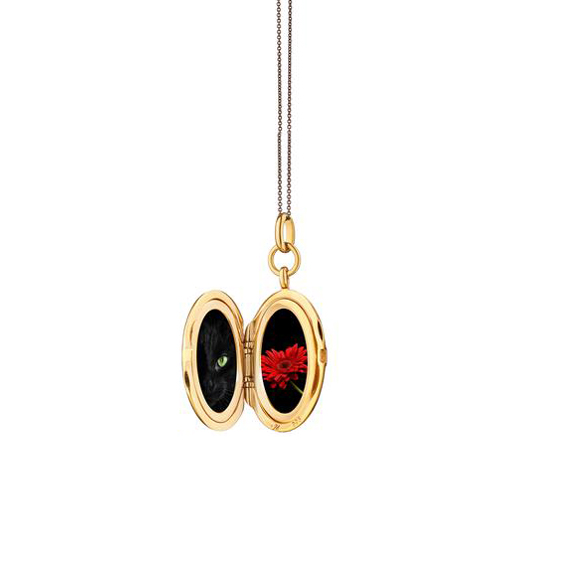 Monica Rich Kosann Black Enamel & Yellow Gold Vermeil Oval Locket