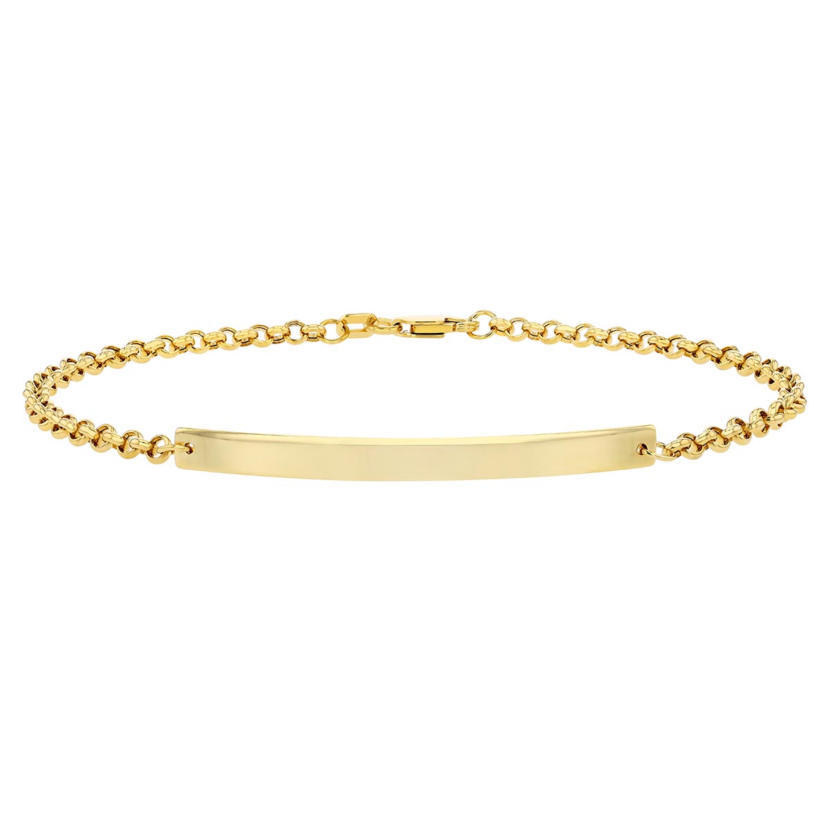 Yellow Gold Bar ID Bracelet, 7.5