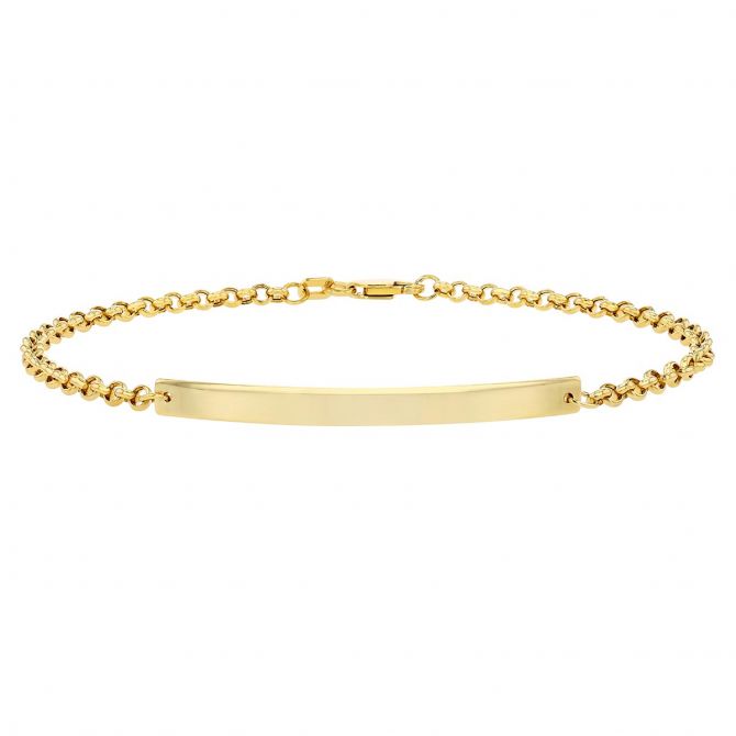 Yellow Gold Bar ID Bracelet, 7.5"