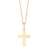 Yellow Gold Tiny Simple Cross Pendant, 18"