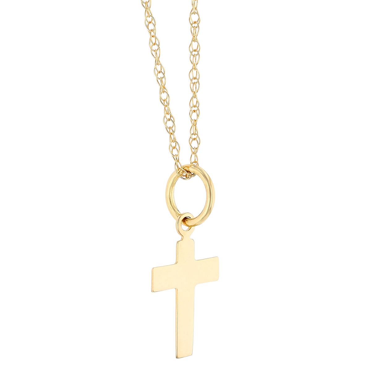 Yellow Gold Tiny Simple Cross Pendant, 18