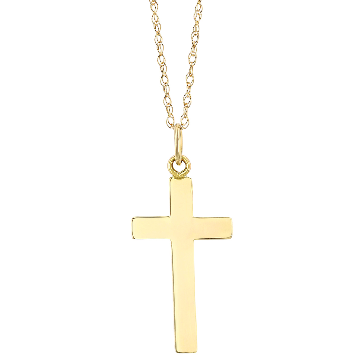 Yellow Gold Medium Simple Cross Pendant, 18