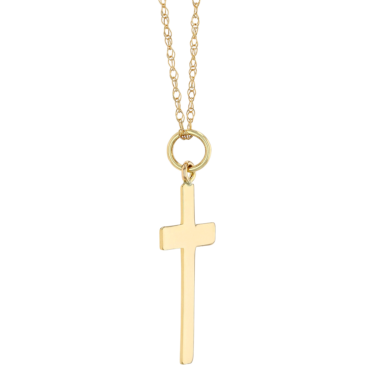 Yellow Gold Medium Simple Cross Pendant, 18