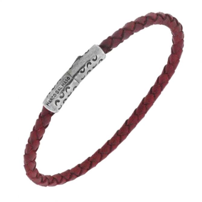 Marco Dal Maso LASH Single Leather Cord Clasp Bracelet, Red