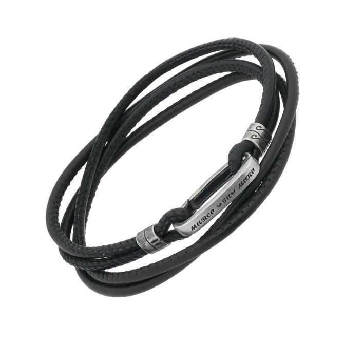 Marco Dal Maso LASH Wrap Bracelet, Black Leather