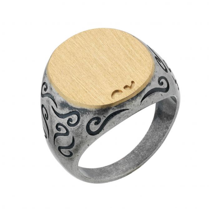 Marco Dal Maso Silver and 18k Yellow Gold Ring