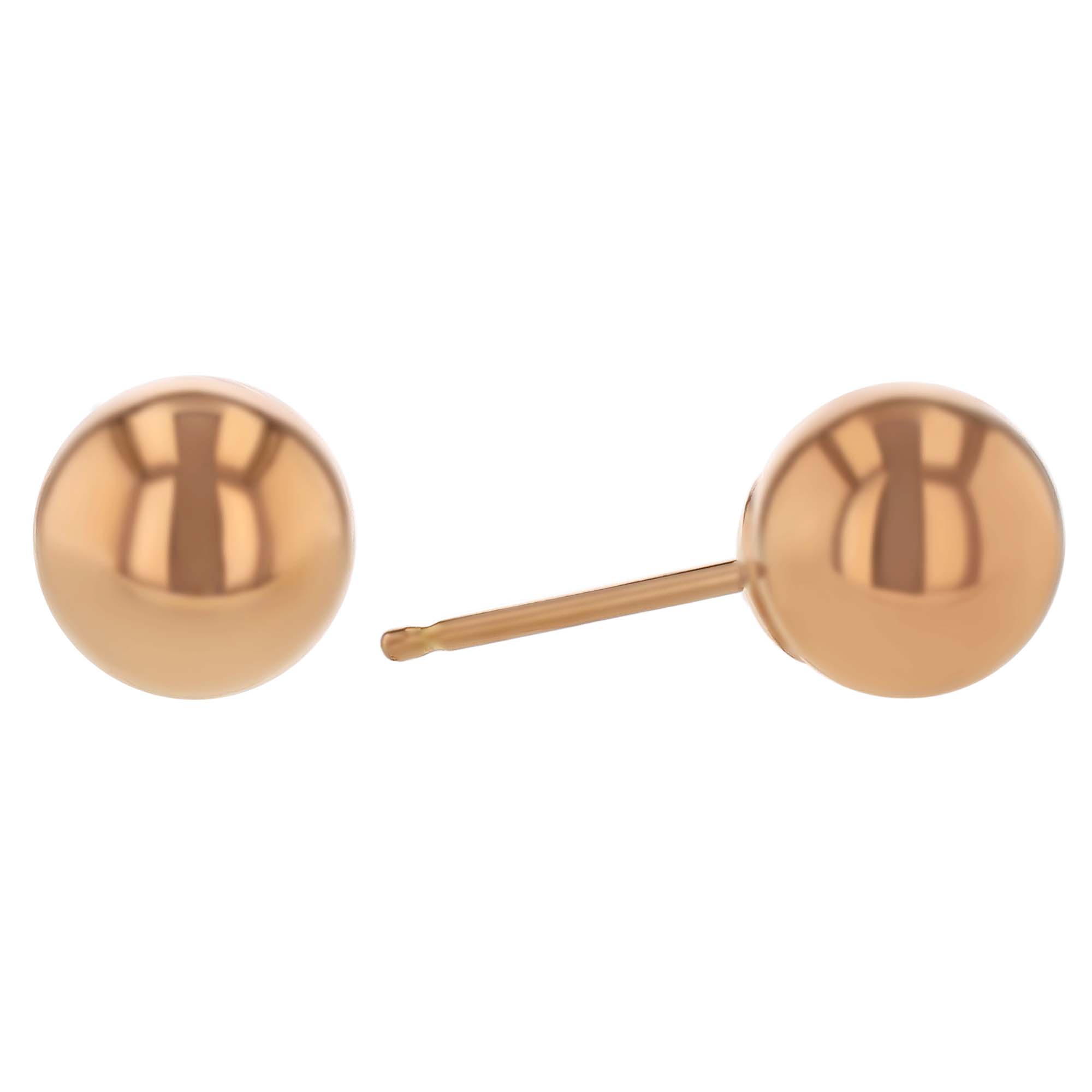 Rose Gold Ball Stud Earrings, 6 mm
