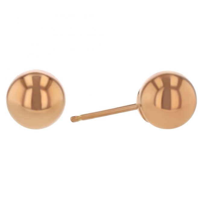 Rose Gold Ball Stud Earrings, 6 mm