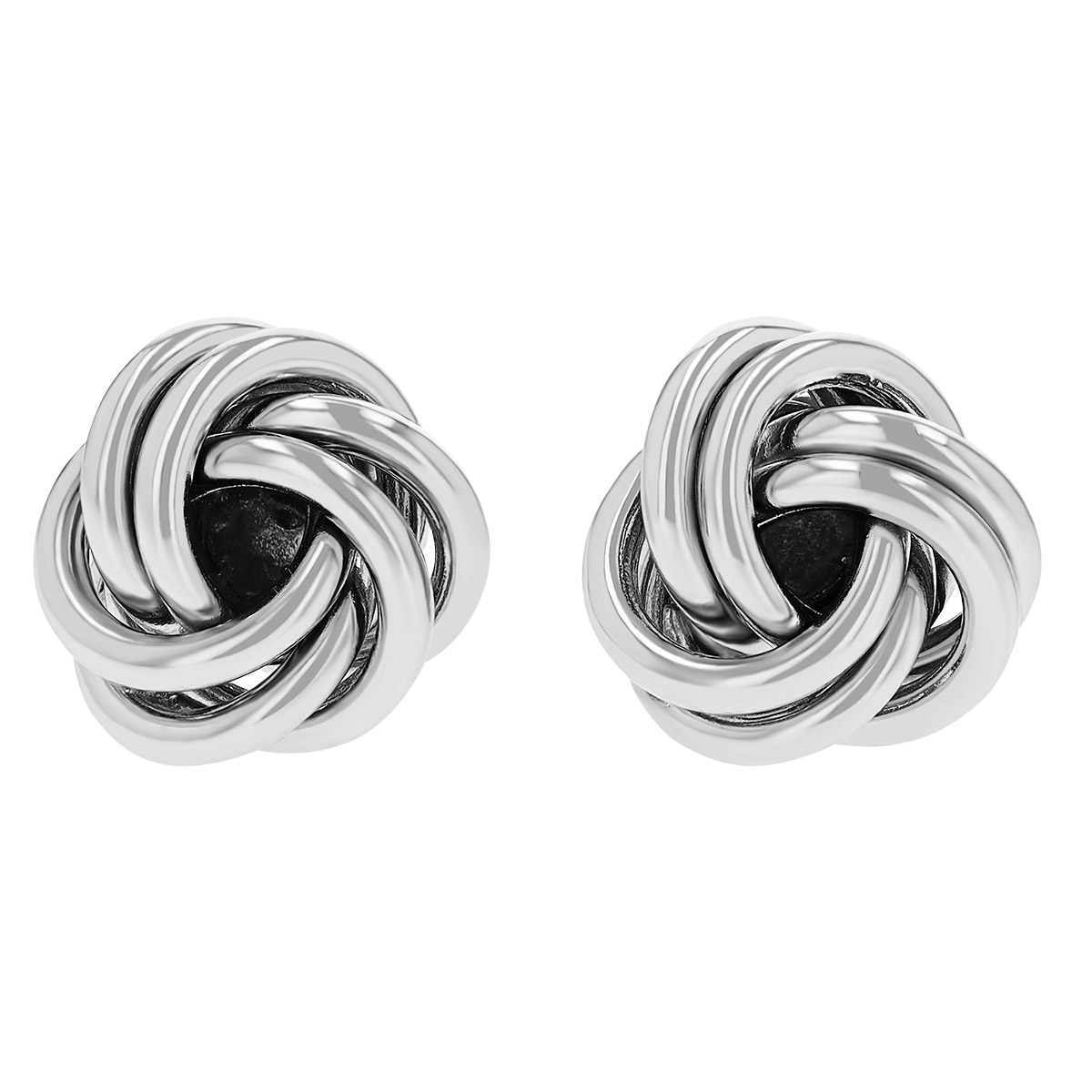 White Gold Love Knot Stud Earrings, 8.5 mm