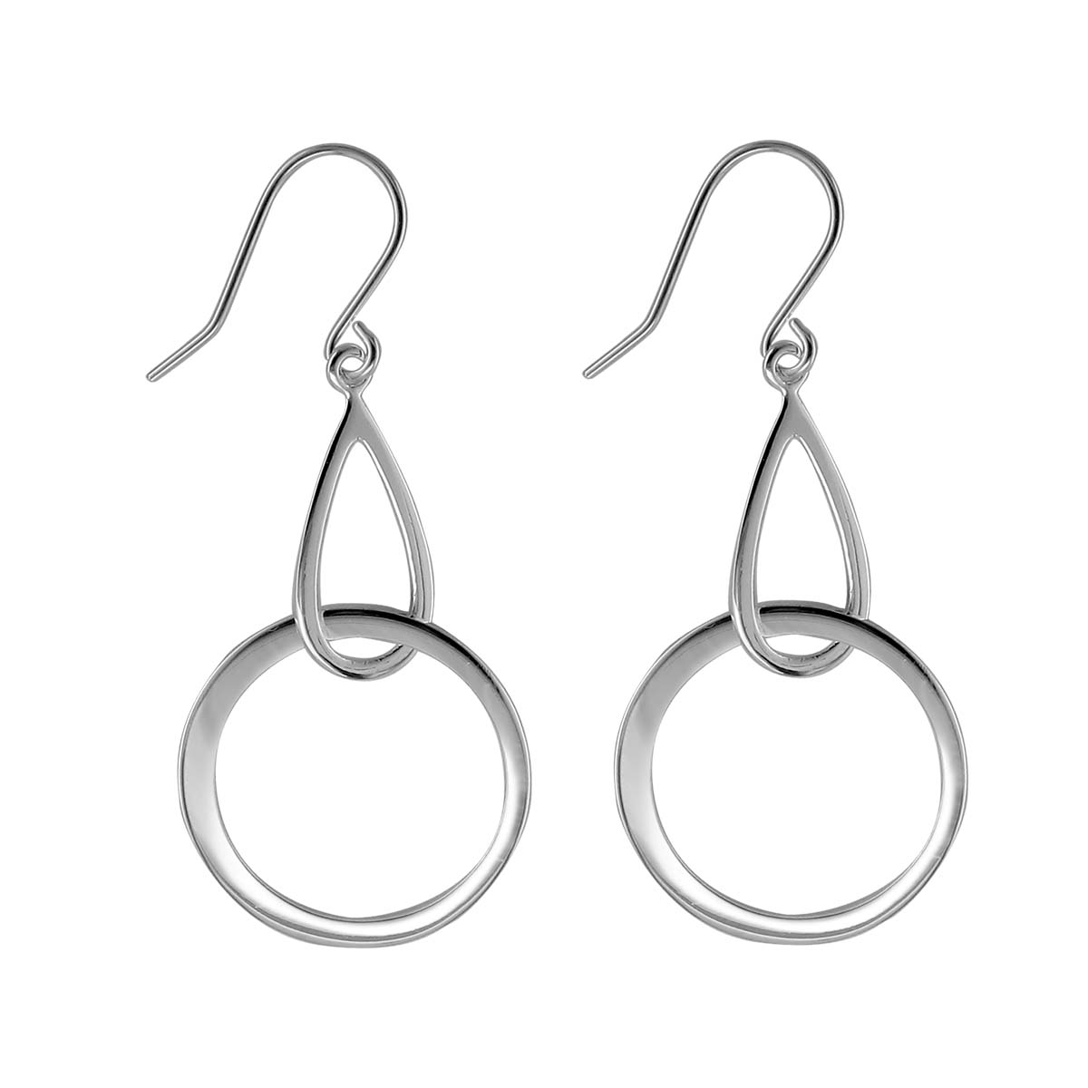 Sterling Silver Open Circle & Teardrop Dangle Earrings
