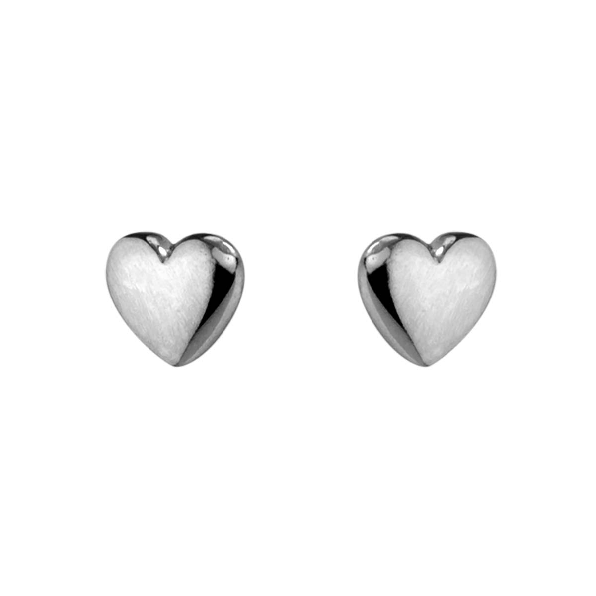 Sterling Silver Heart Stud Earrings, 6 mm