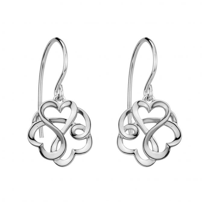 Sterling Silver Interwoven Hearts Drop Earrings