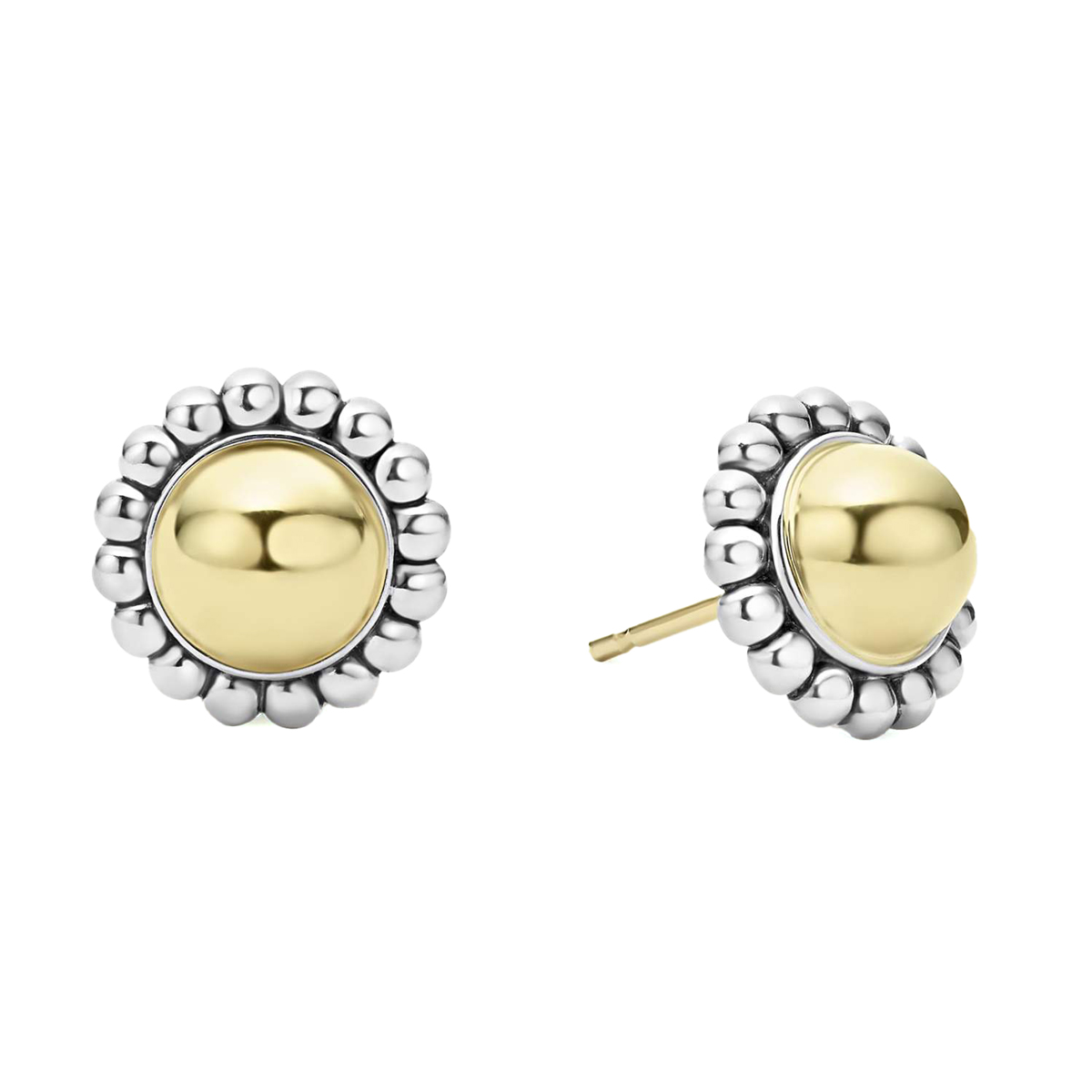 LAGOS High Bar Gold Caviar Stud Earrings