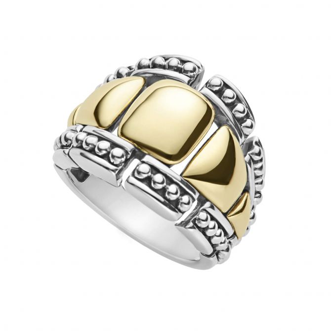 LAGOS High Bar Gold Caviar Statement Ring Size 7