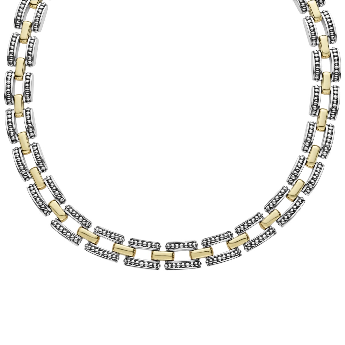 LAGOS High Bar Two-Tone Caviar Link Necklace, 18