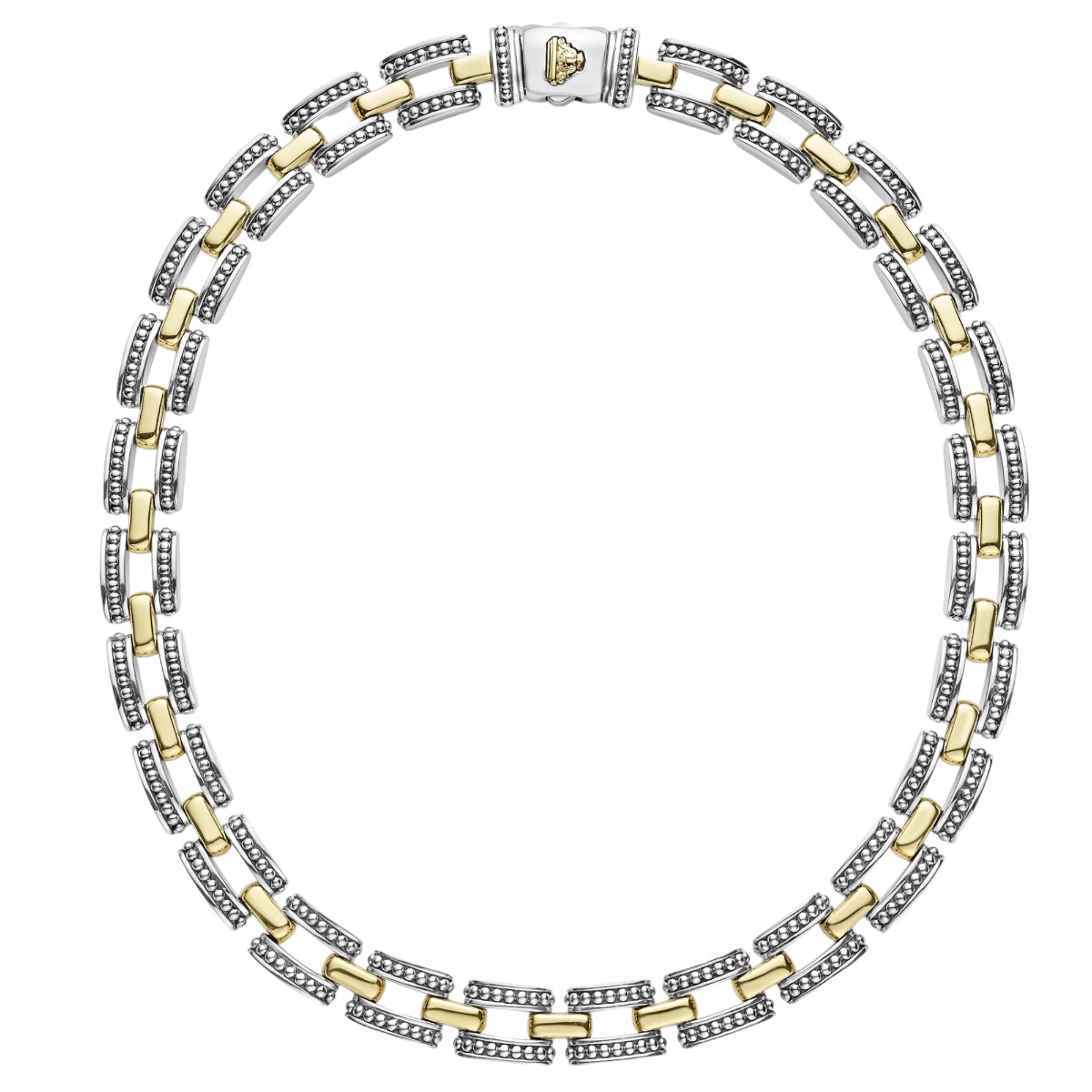 LAGOS High Bar Two-Tone Caviar Link Necklace, 18