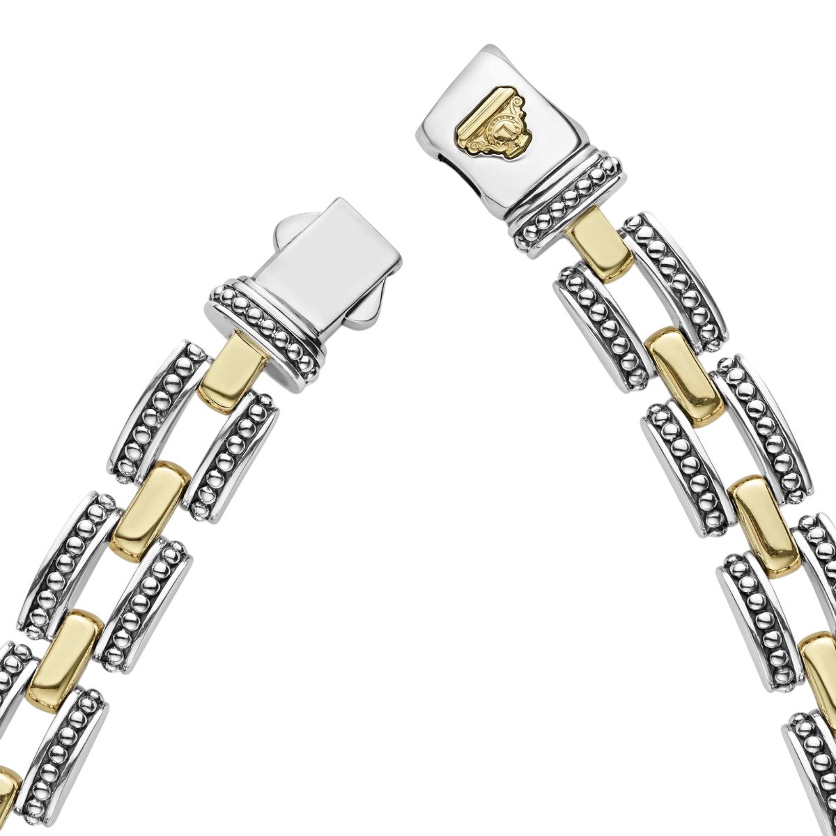 LAGOS High Bar Two-Tone Caviar Link Necklace, 18