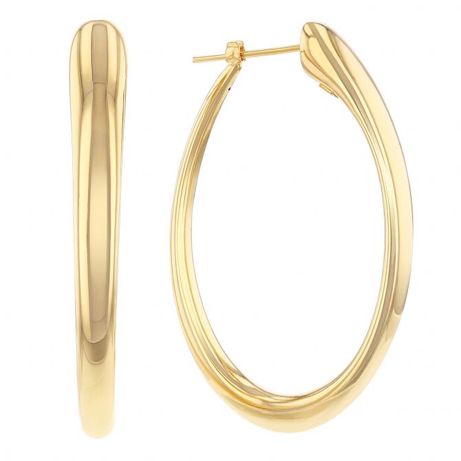 Roberto Coin Yellow Gold Hoop Earrings, 25mm | REEDS Jewelers