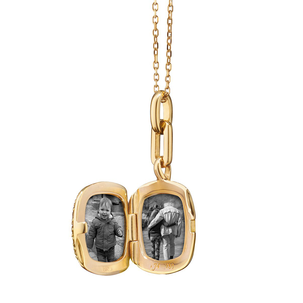 Monica Rich Kosann 18K Yellow Gold Slim Rae Locket Pendant With Diamonds