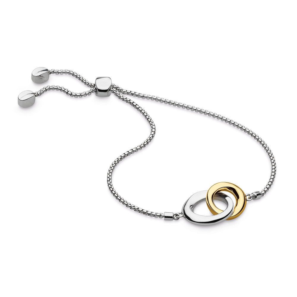White & Yellow Tone Circle Bracelet
