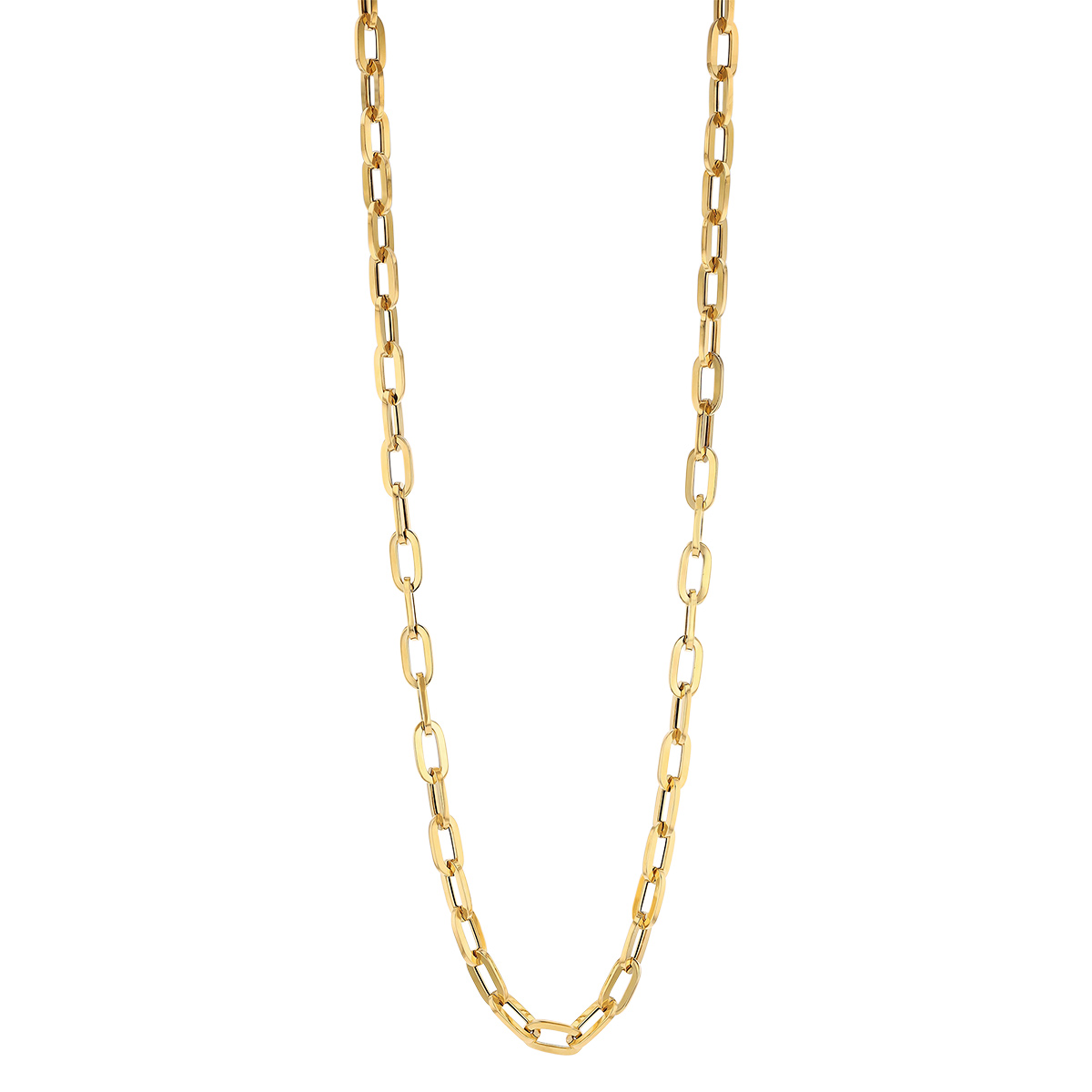 Roberto Coin Oro Classic Yellow Gold Paperclip Link Chain Necklace, 34