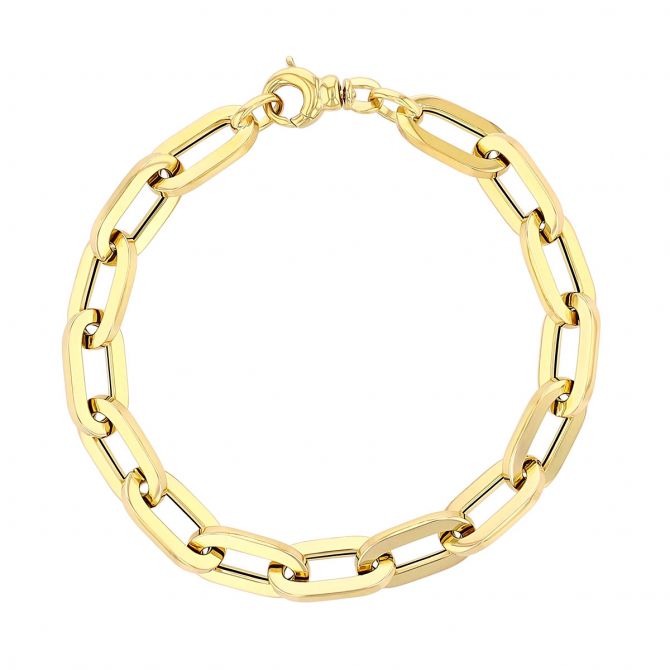 Roberto Coin Oro Classic Yellow Gold Paperclip Link Chain Bracelet, 7.5"