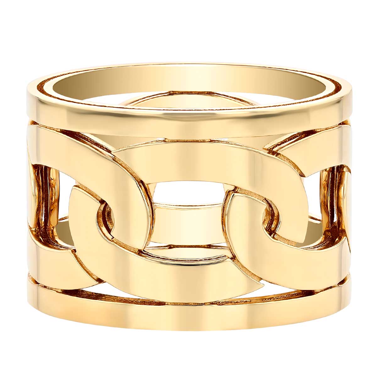 Roberto Coin Navarra Yellow Gold Link Wide Band Ring