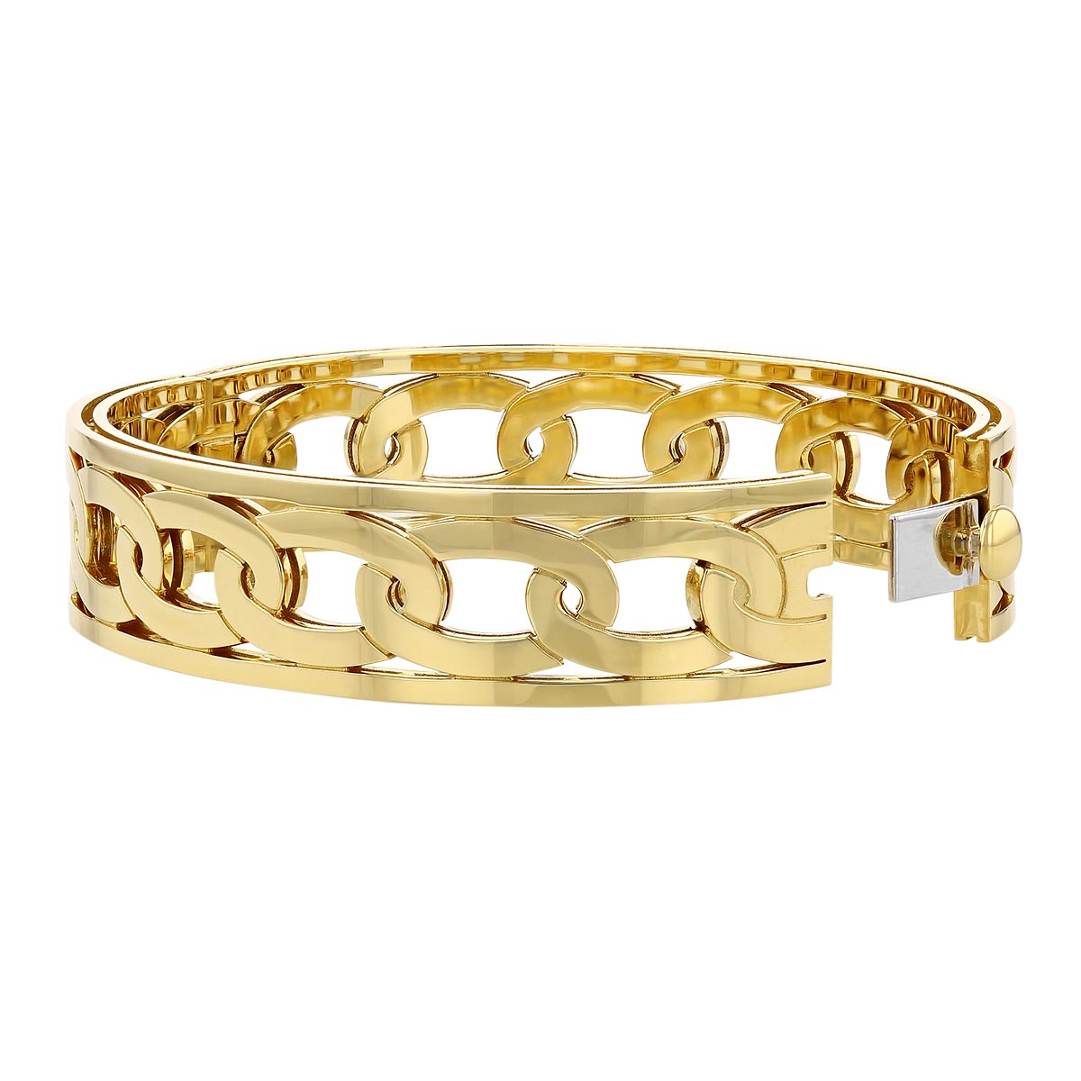 Roberto Coin Navarra Yellow Gold Wide Link Bangle Bracelet