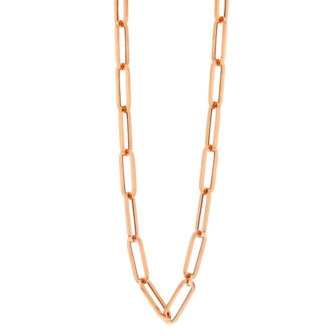 Rose Gold Paperclip Chain Necklace, 18"